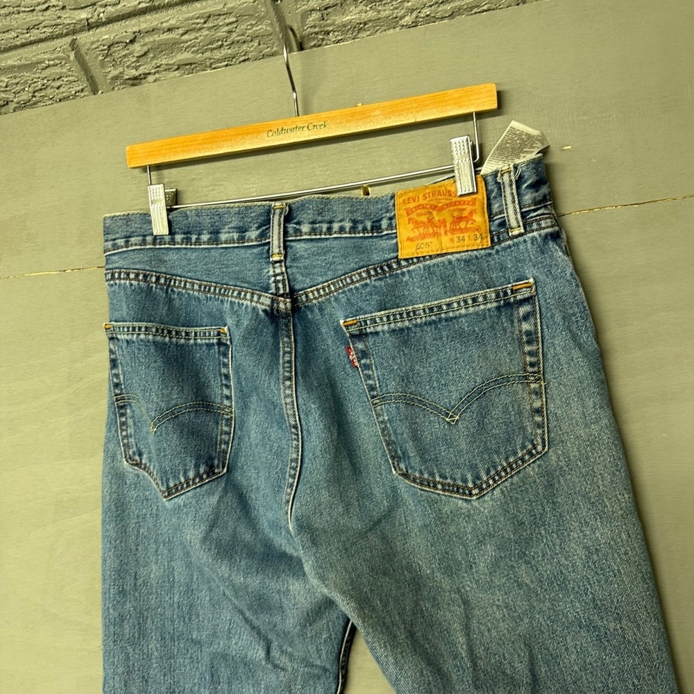 Levi Strauss 505 Mens Jeans Blue Denim Straight Leg Waist 34 Inseam 34